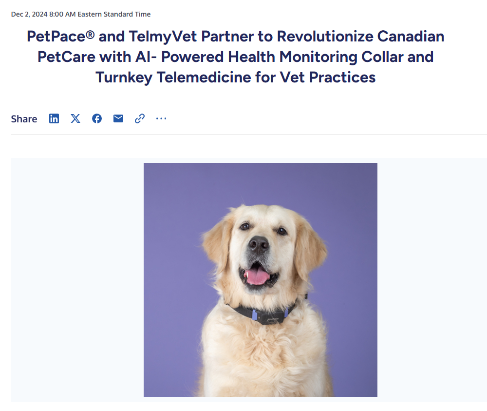 BusinessWire Article: TelmyVet and PetPace